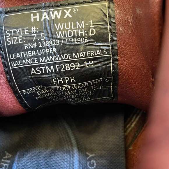 Hawx Work Boots Leather Style WULM-1 Soft Toe Men’s 7.5 - Picture 7 of 7